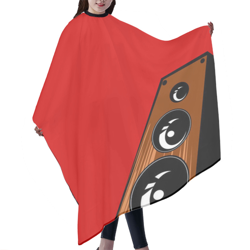 Personality  Sound Shop. Stylized Image Of The Speaker System. Vector Image For Illustrations. Hair Cutting Cape