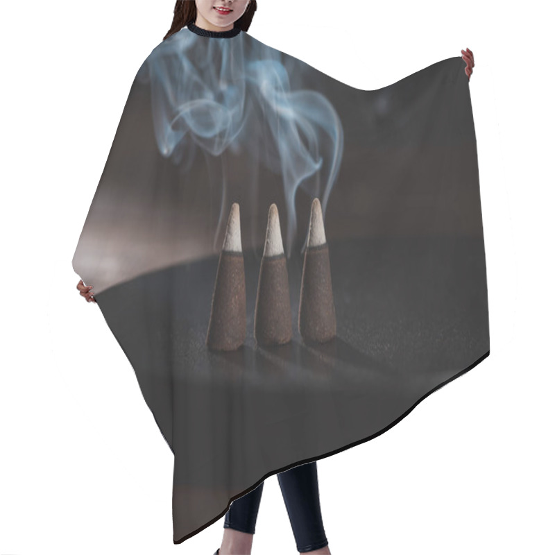 Personality  Three Burning Incense Sticks With Blue Smoke Hair Cutting Cape