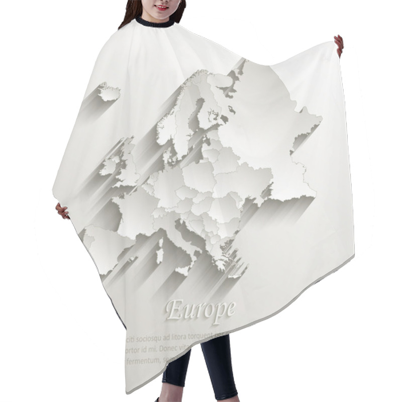 Personality  Europe Political Map Card Paper 3D Natural Vector Individual States Separate Hair Cutting Cape