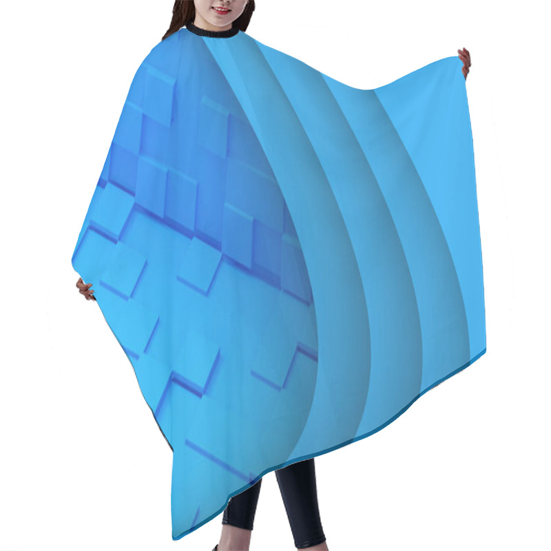 Personality  Abstract Geometric Digital Pattern And Random Square Shapes On Blue Monotone Background - 3d Rendering Hair Cutting Cape