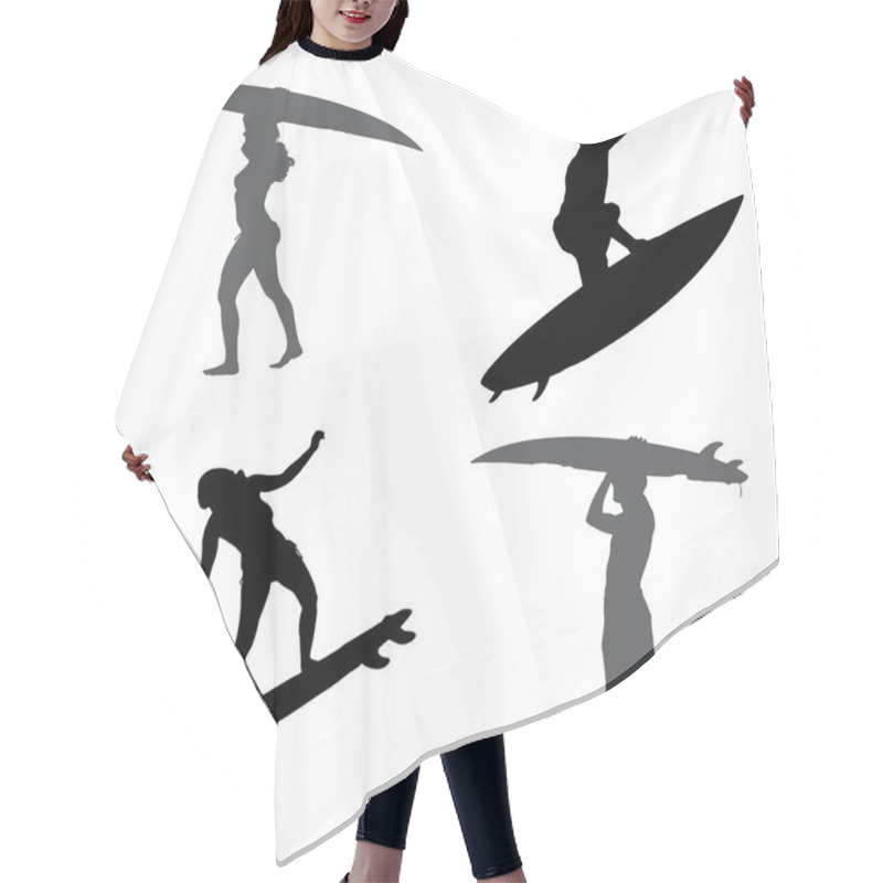 Personality  Vector Silhouette Of A People. Hair Cutting Cape