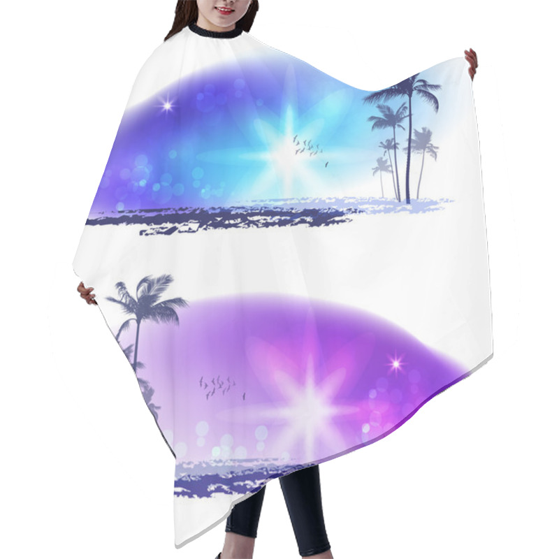 Personality  Exotic Palm Trees. Seashore Sunset Hair Cutting Cape