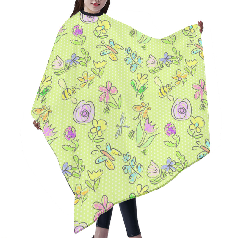 Personality  Floral Doodles Seamless Pattern Hair Cutting Cape