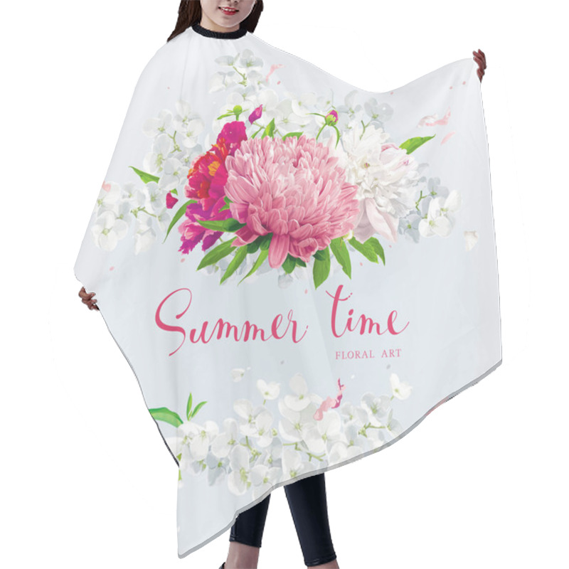 Personality  Pink, Red And White Summer Flowers Gretting Card Hair Cutting Cape