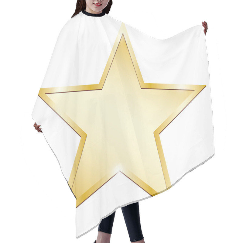 Personality  Gold Star On A White Hair Cutting Cape