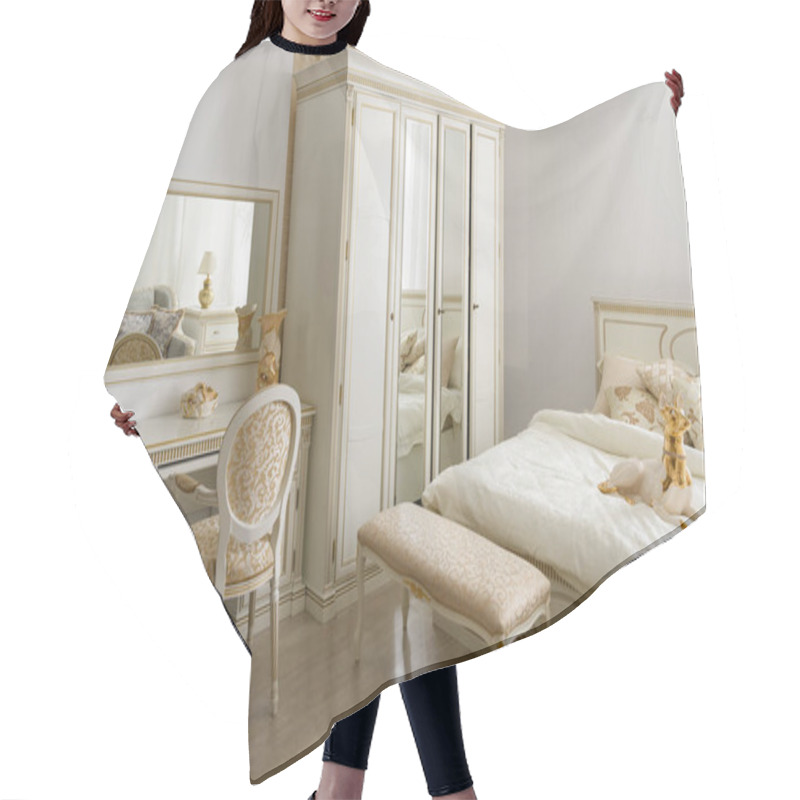 Personality  Elegant Dressing Table By Bed In Stylish Room Hair Cutting Cape