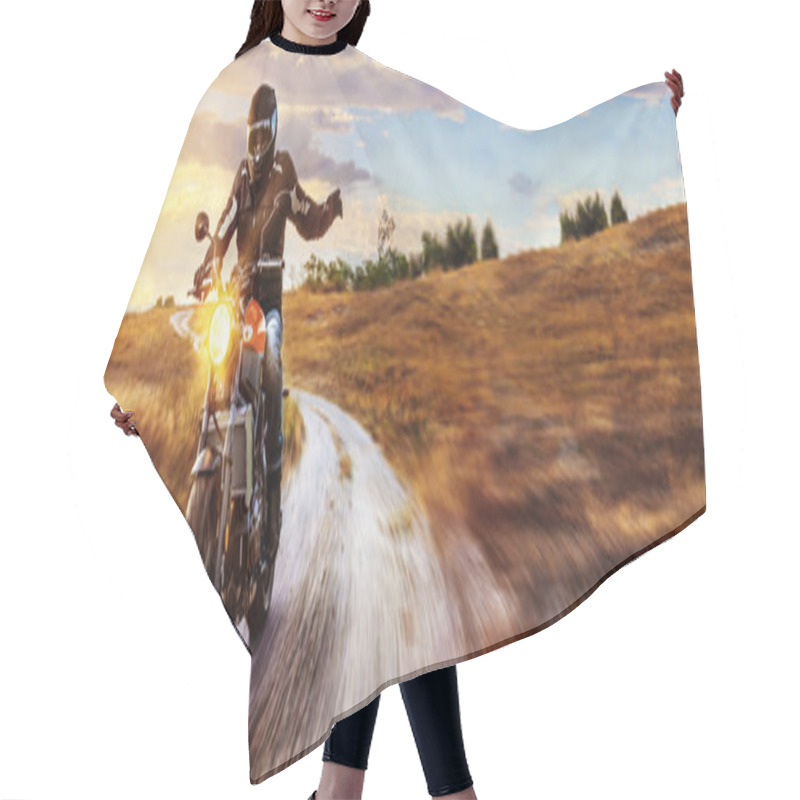 Personality  Motorbike On The Road Riding Hair Cutting Cape