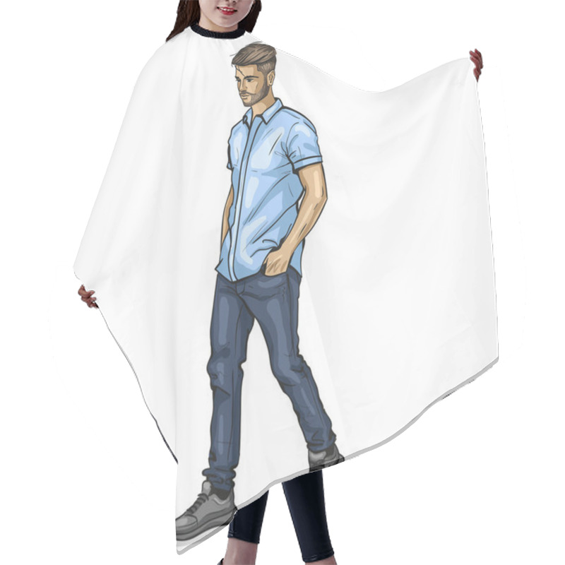 Personality  Vector Man Model Hair Cutting Cape