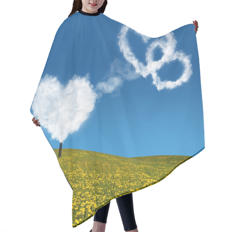 Personality  Heart Shape Clouds Above Dandelion Field Hair Cutting Cape