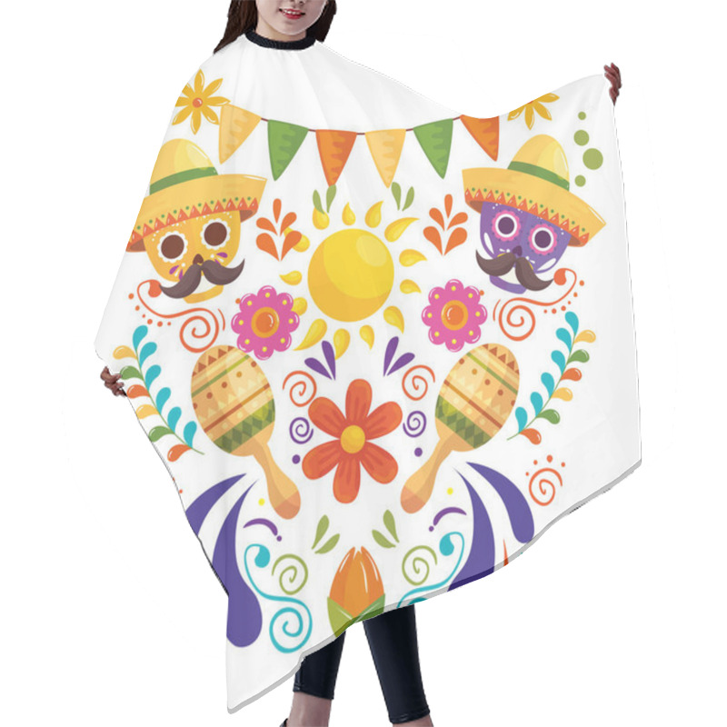 Personality  Skulls And Icons Traditional Of Cinco De Mayo Hair Cutting Cape