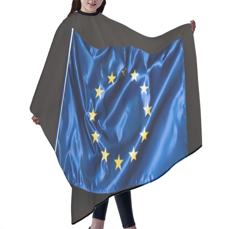 Personality  Blue European Union Flag Isolated On Black Hair Cutting Cape