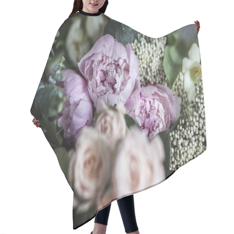 Personality  Beautiful Peonies And Bush Roses Hair Cutting Cape