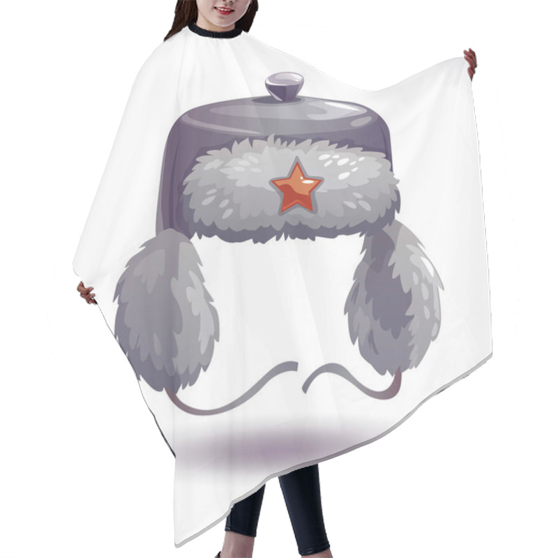 Personality  Cartoon Winter Fur Grey Earflaps Hat Hair Cutting Cape