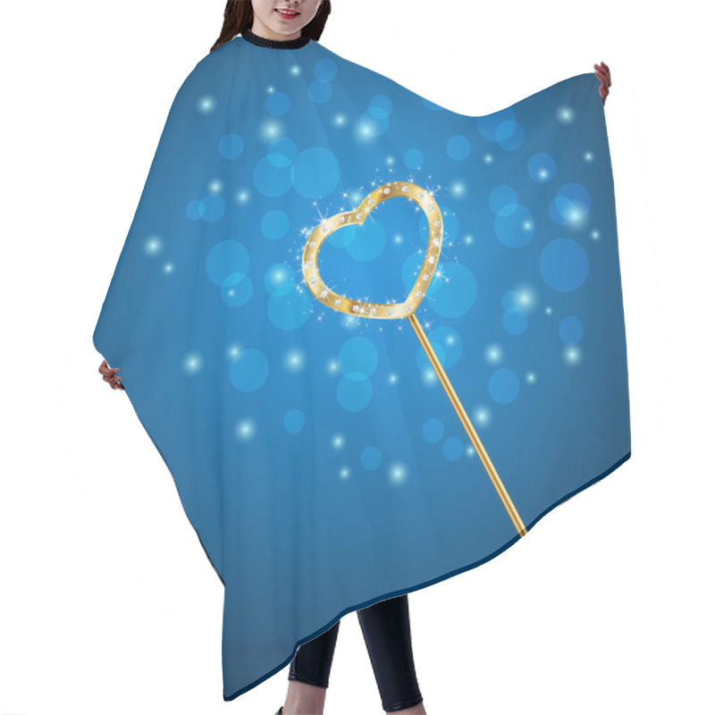 Personality  Magic Wand With Heart On Blue Background Hair Cutting Cape