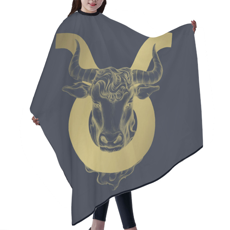 Personality  Hand Drawn Horoscope Symbol Of Taurus Illustration Hair Cutting Cape