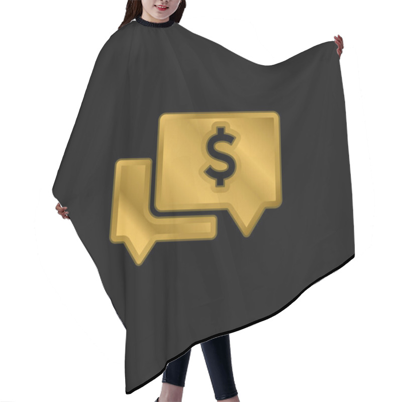 Personality  Account Balance Gold Plated Metalic Icon Or Logo Vector Hair Cutting Cape