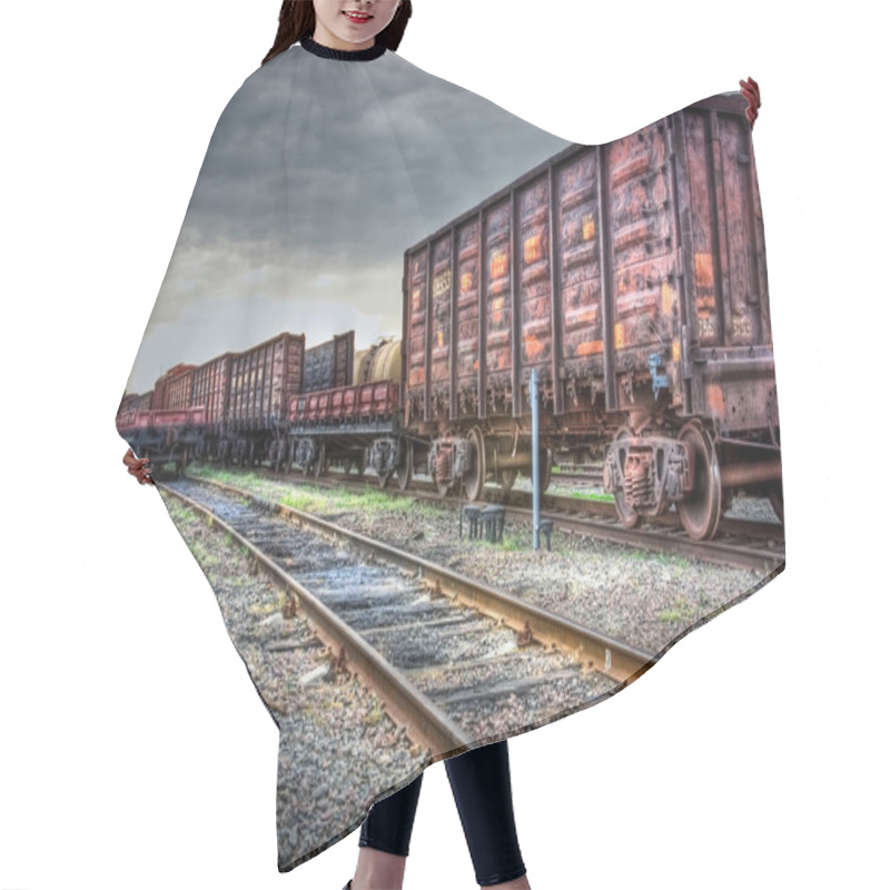 Personality  Several Old Freight Carriages Hair Cutting Cape