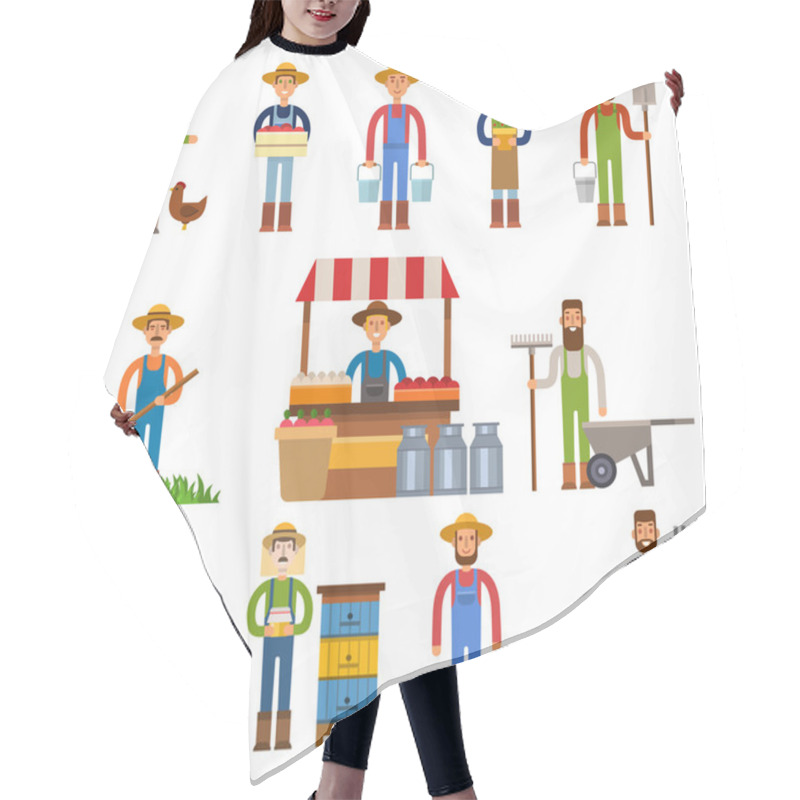 Personality  Farmers Vector Illustration Hair Cutting Cape