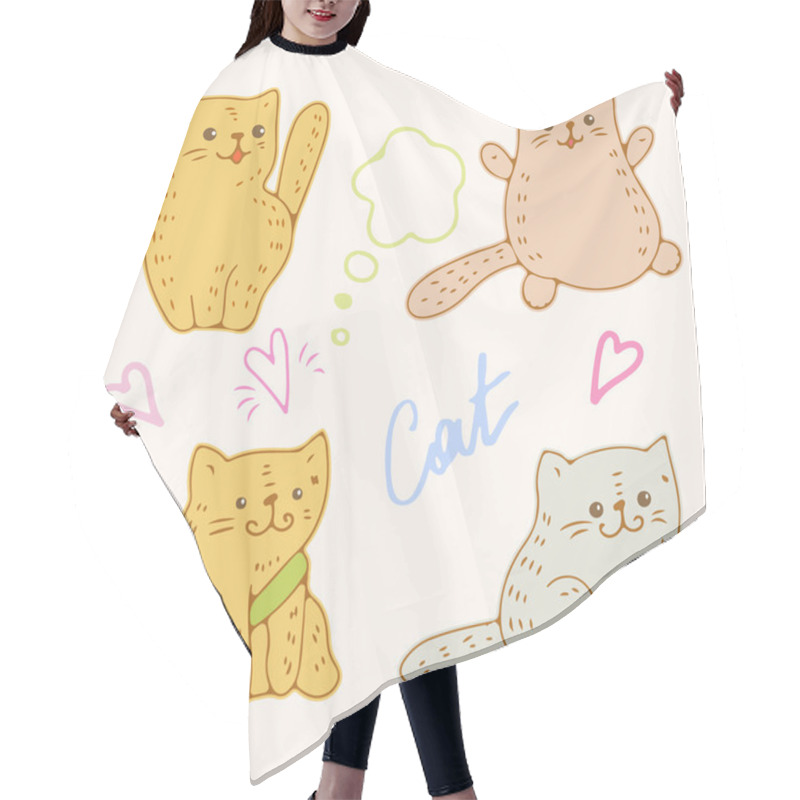 Personality  Funny Cartoon Kittens Hair Cutting Cape