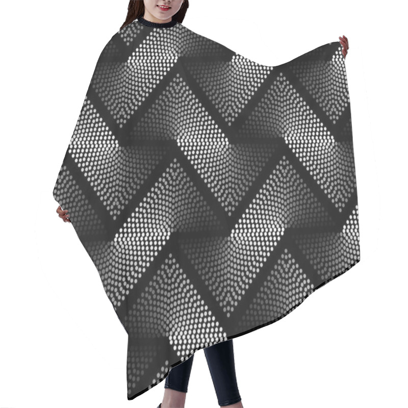 Personality  Abstract Seamless Pattern Of Gray Scale Zigzag Dots. Hair Cutting Cape