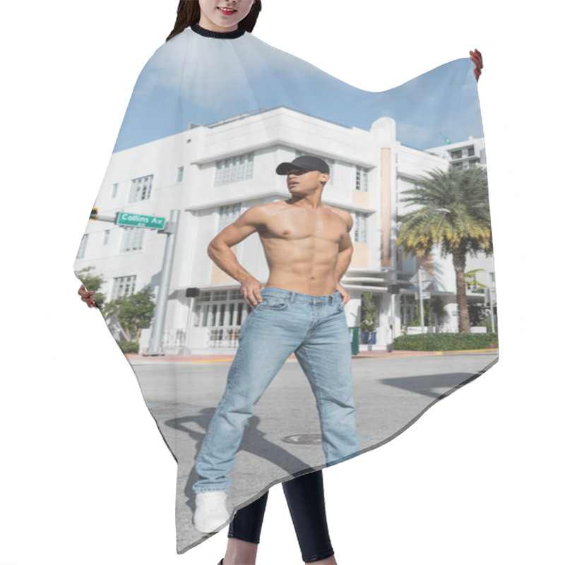 Personality  Good Looking Cuban Man With Athletic Body In Baseball Cap On Urban Street In Miami, Summer  Hair Cutting Cape