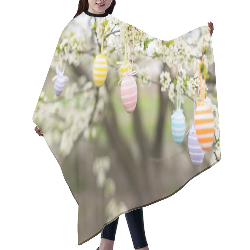 Personality  Easter Decorative Composition With Painted Eggs, Flowering Branches Hair Cutting Cape