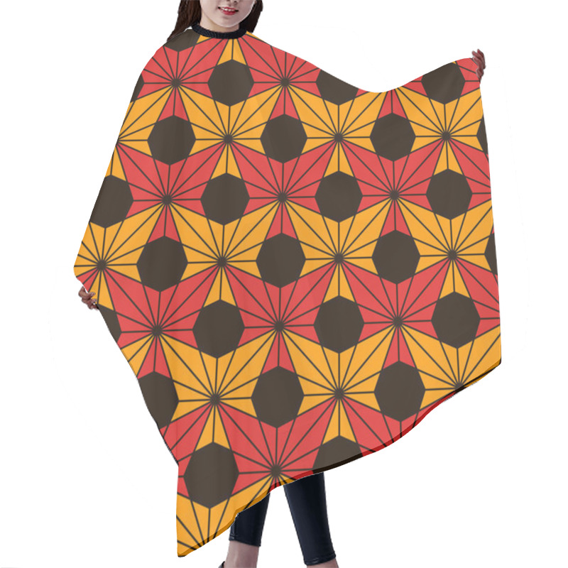 Personality  African Style Seamless Pattern. Bright Ethnic And Tribal Floral Ornament. Ankara Wax Inspired Textile With Asanoha Motif Hair Cutting Cape