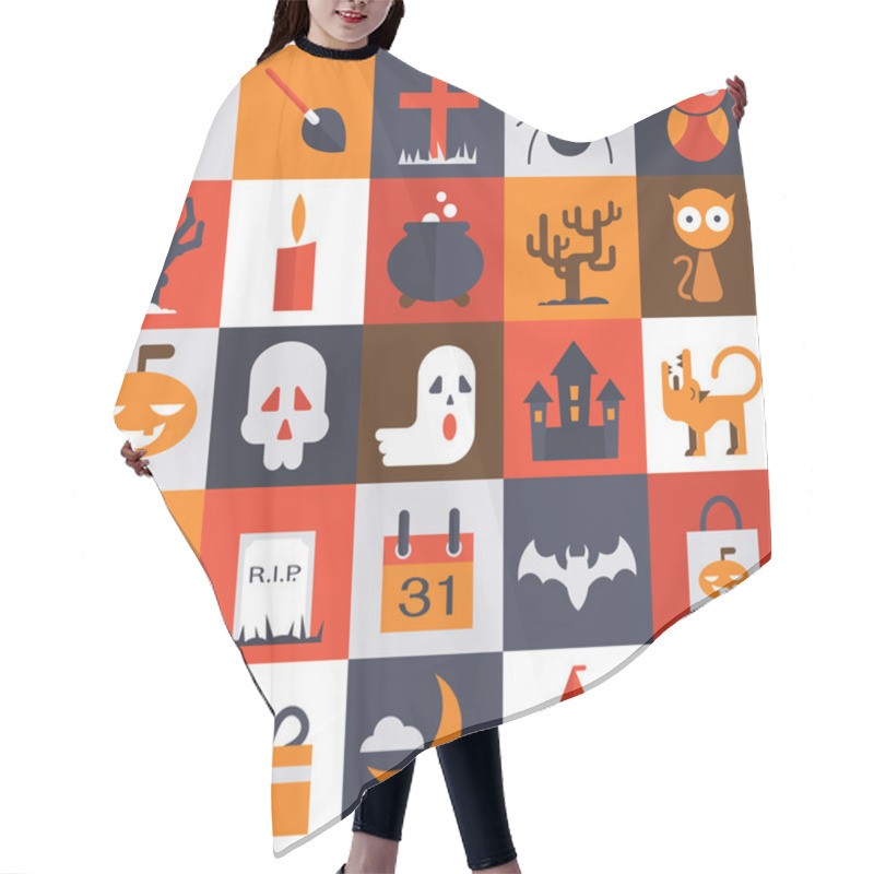 Personality  Halloween Set Flat Design Hair Cutting Cape