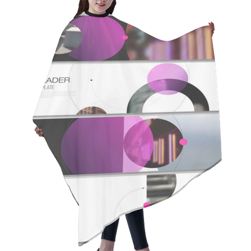 Personality  The Minimalistic Vector Layout Of Headers, Banner Design Templates. Simple Design Futuristic Concept. Creative Background With Circles And Round Shapes That Form Planets And Stars. Hair Cutting Cape