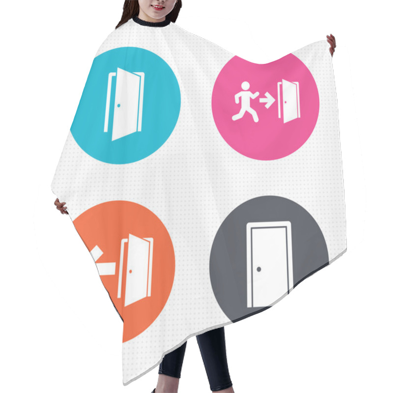 Personality  Emergency Exit With Arrow Symbols Hair Cutting Cape