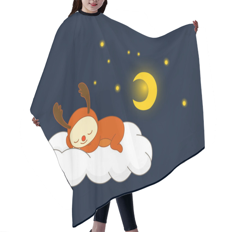 Personality  Reindeer Sleeping On A Cloud Hair Cutting Cape