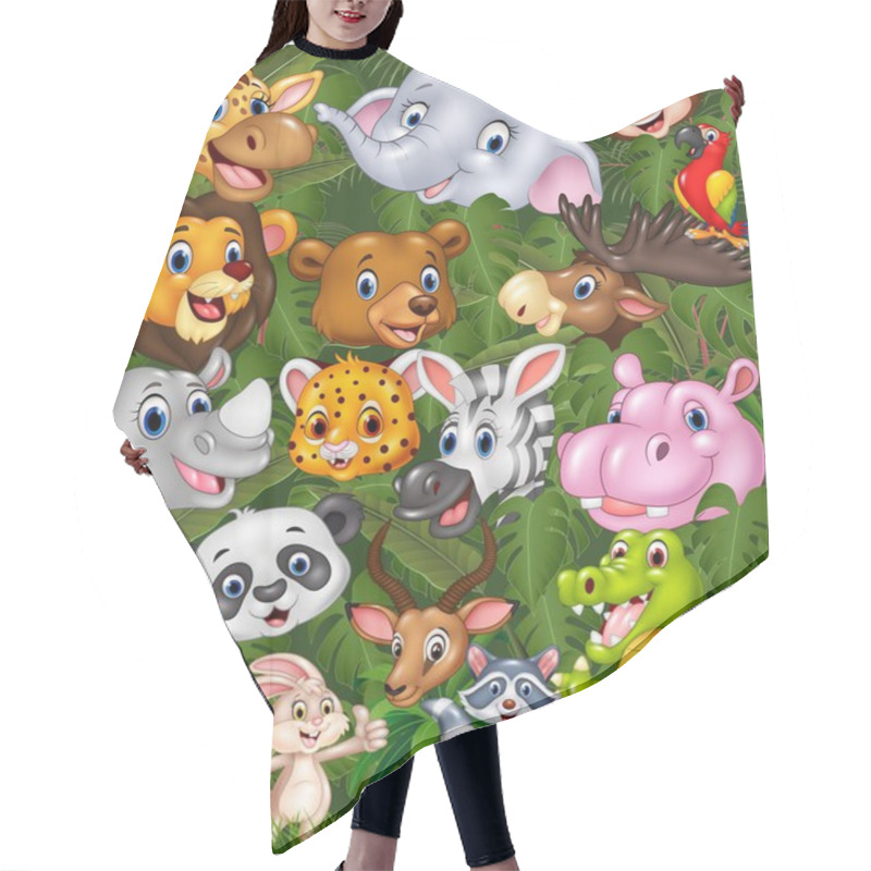 Personality  Cartoon Safari Animals With Forest Background Hair Cutting Cape