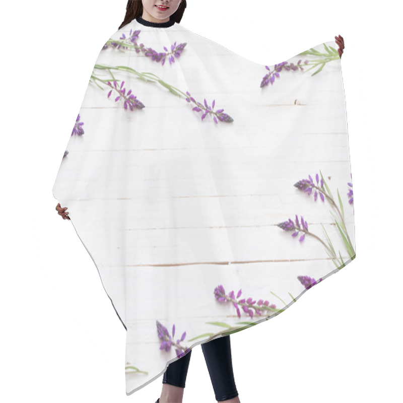 Personality  Flowers On White Wooden Background Hair Cutting Cape