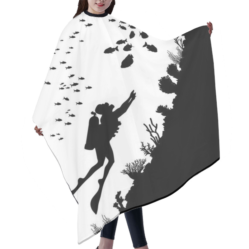 Personality  Diving Silhouettes And Underwater Life Hair Cutting Cape