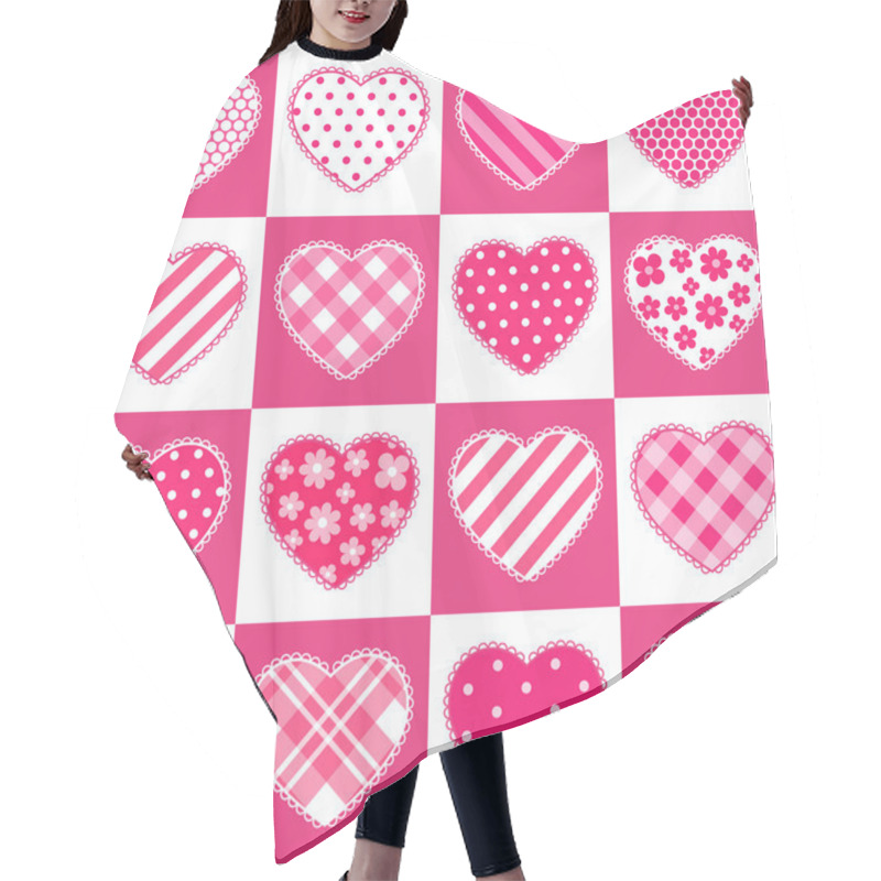 Personality  Seamless Pattern With Patchwork Hearts Hair Cutting Cape