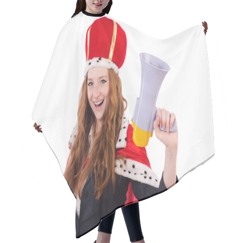 Personality  Pretty Little Queen Holding Megaphone Hair Cutting Cape