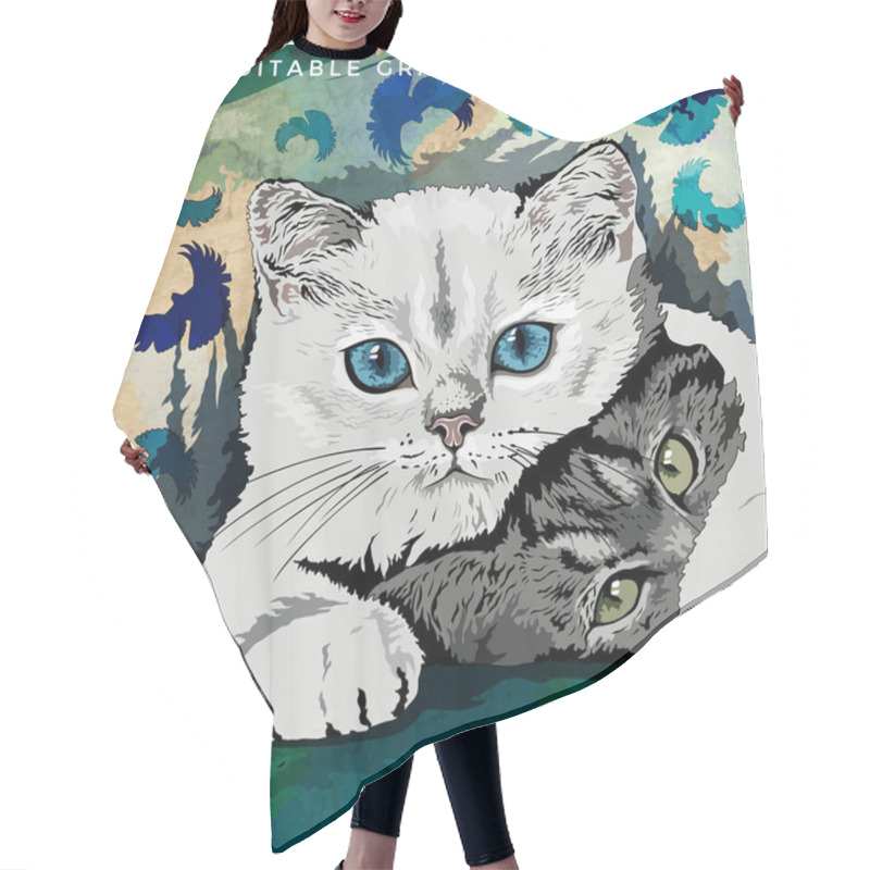 Personality  Funny Kittens Illustration Hair Cutting Cape