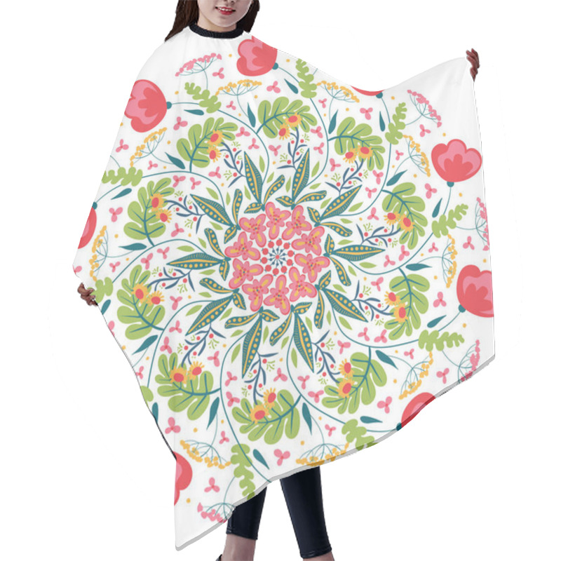 Personality  A Floral Mandala Vector Illustration With Poppies Hair Cutting Cape