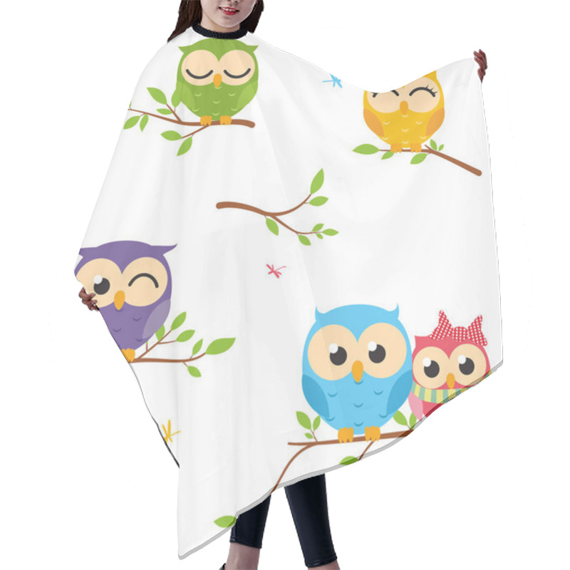 Personality  Owls Sitting On The Tree Hair Cutting Cape