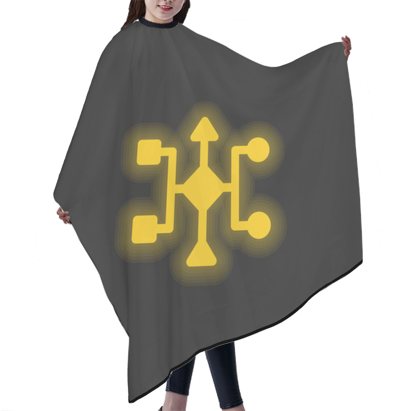 Personality  Algorithm Yellow Glowing Neon Icon Hair Cutting Cape