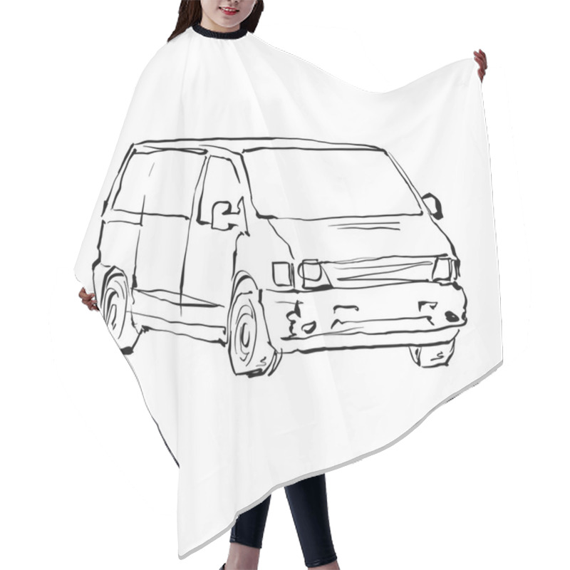 Personality  Black And White Hand Drawn Car Hair Cutting Cape