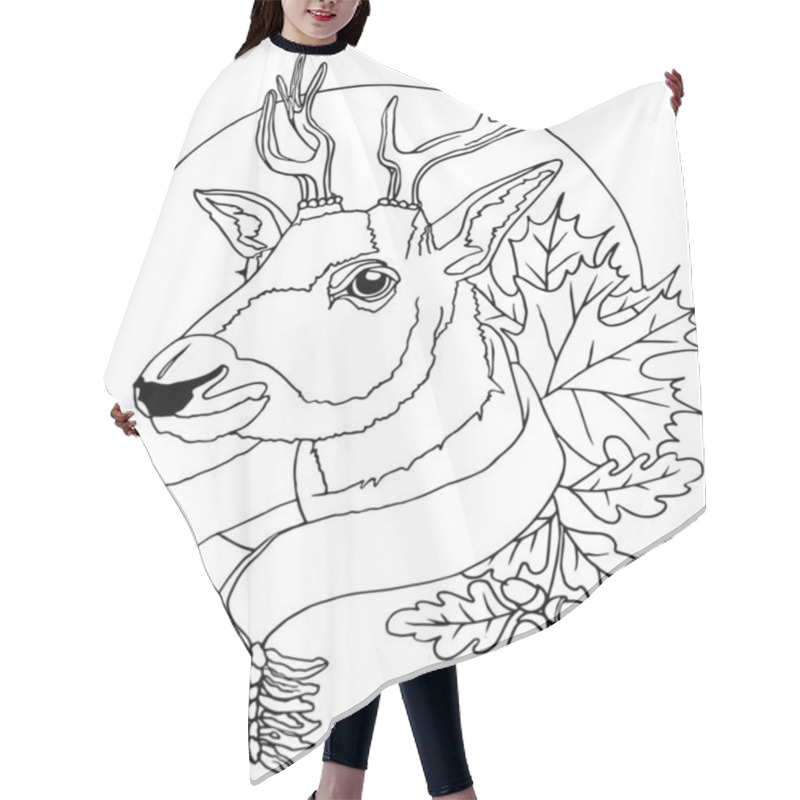 Personality  The Head Of A Young Handsome Stately Proud Deer In A Scarf Hair Cutting Cape