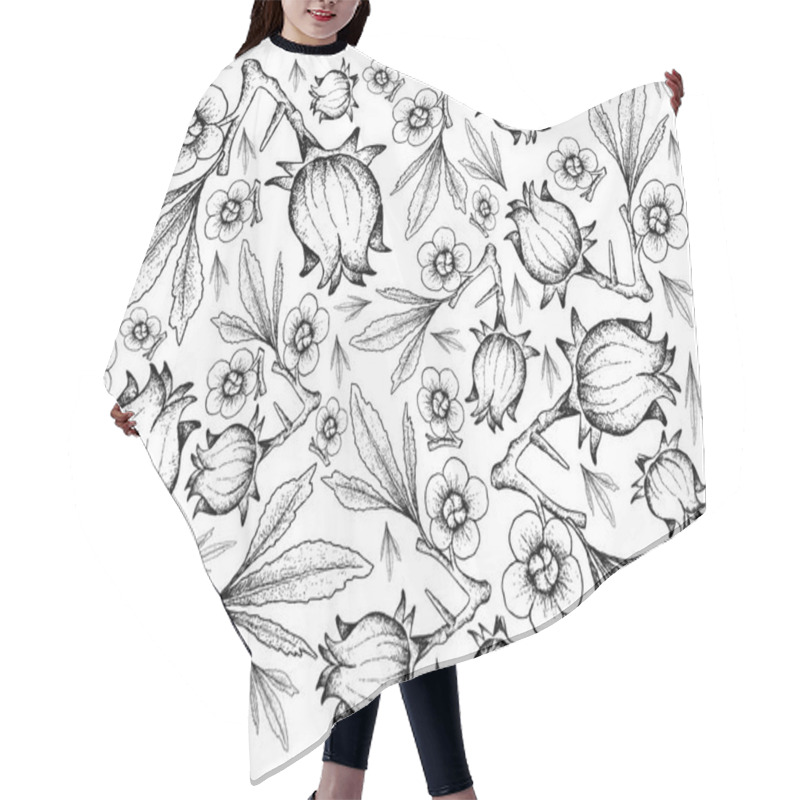 Personality  Hand Drawn Of Hibiscus Sabdariffa Or Roselle Background Hair Cutting Cape