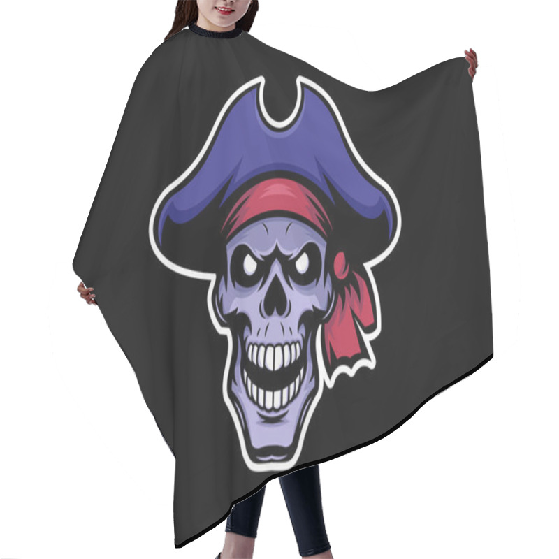 Personality  A Fierce Illustration Of An Angry Skull Wearing A Classic Pirate Hat, Featuring Intense Details And Bold Lines. Perfect For Themes Of Adventure, Rebellion, And Pirate Lore Hair Cutting Cape