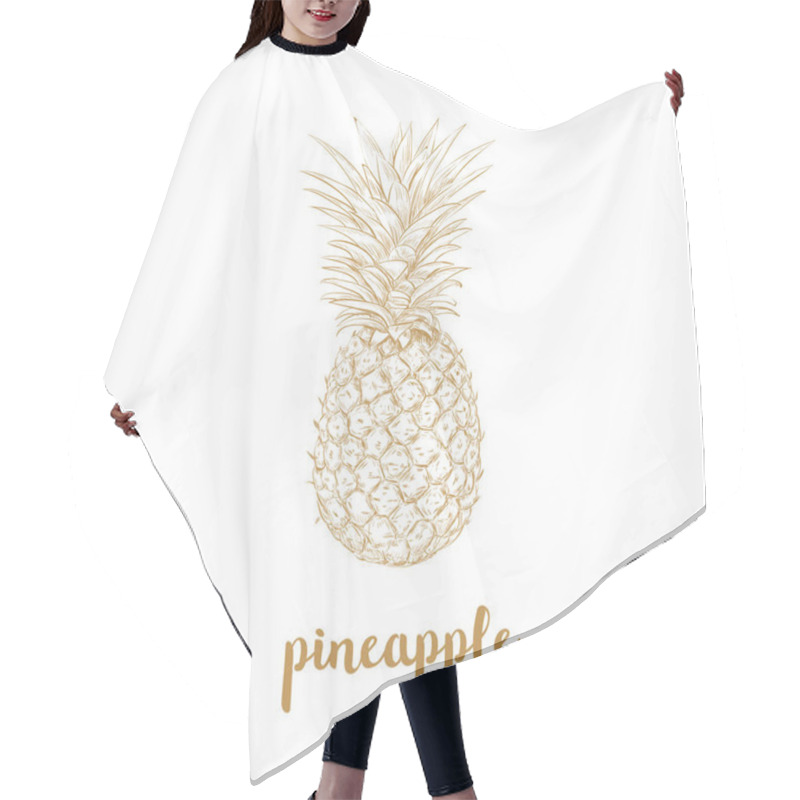 Personality  Pineapple Sketch Vector Illustration.  Hair Cutting Cape