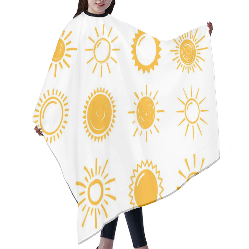 Personality  12 Hand Drawn Suns On White Background, Vector Eps10 Illustration Hair Cutting Cape