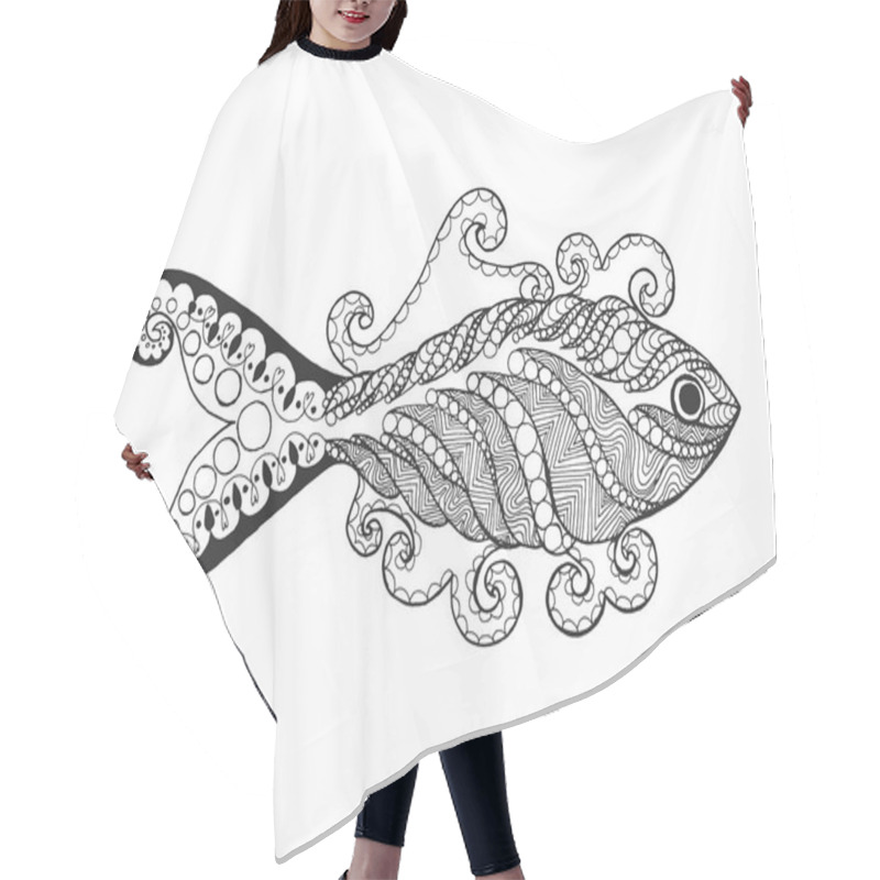 Personality  Zentangle Stylized Fish Hair Cutting Cape