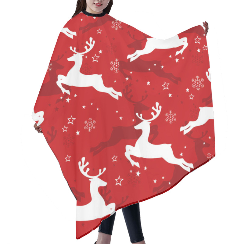 Personality  Christmas Seamless Pattern With Reindeer. Hair Cutting Cape