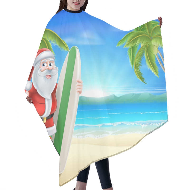 Personality  Santa Surfer On Tropical Beach Hair Cutting Cape