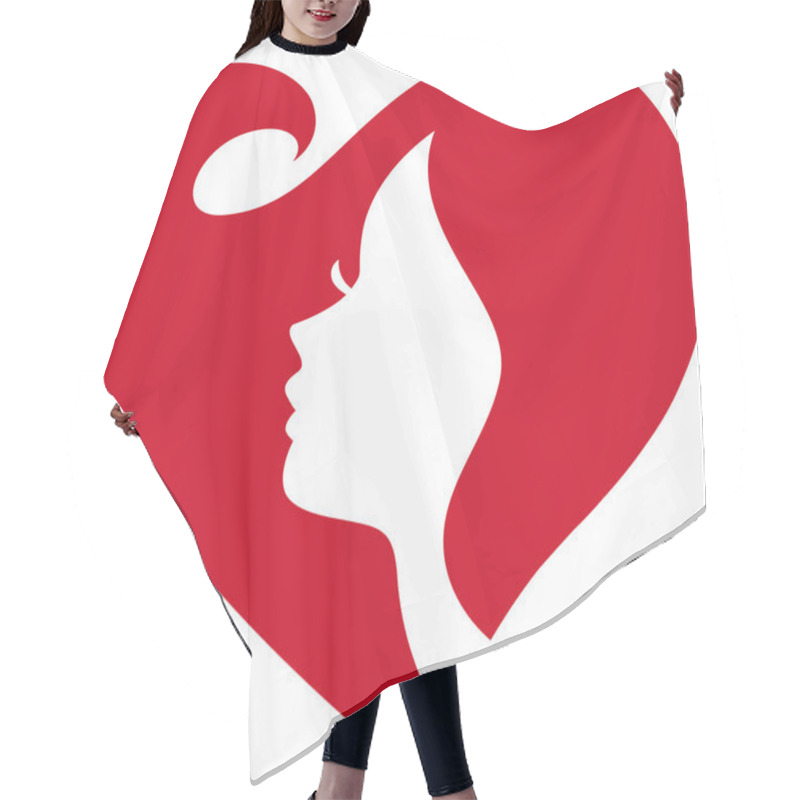 Personality  Female Silhouette Red Heart Hair Cutting Cape